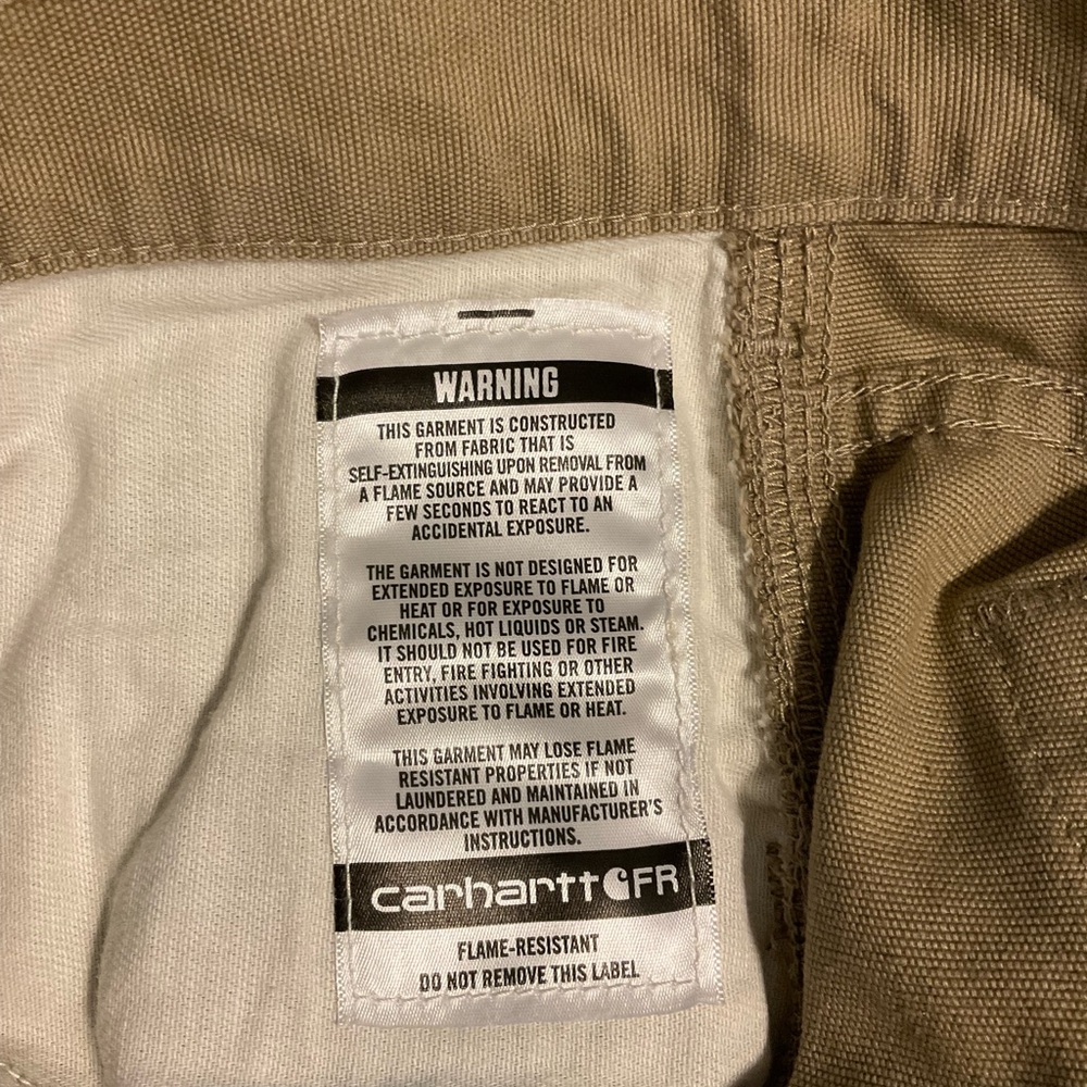 Carhartt FR Pants Mens 32x30 Khaki Flame Resistant CAT 2 FRB159 Loose Fit - Picture 6 of 11